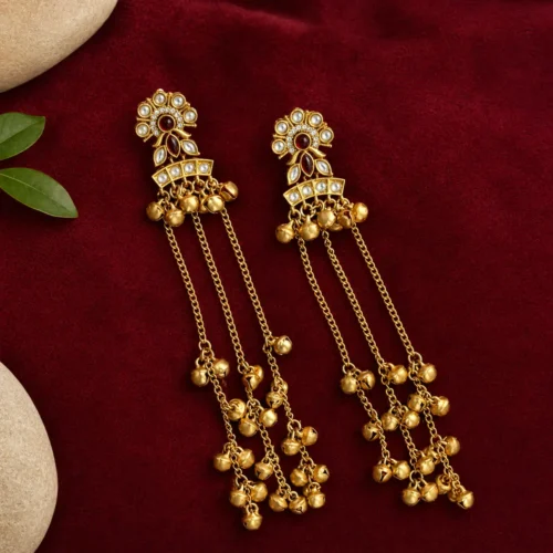 Tina Premium Brass With Moissanite Stone - Maroon