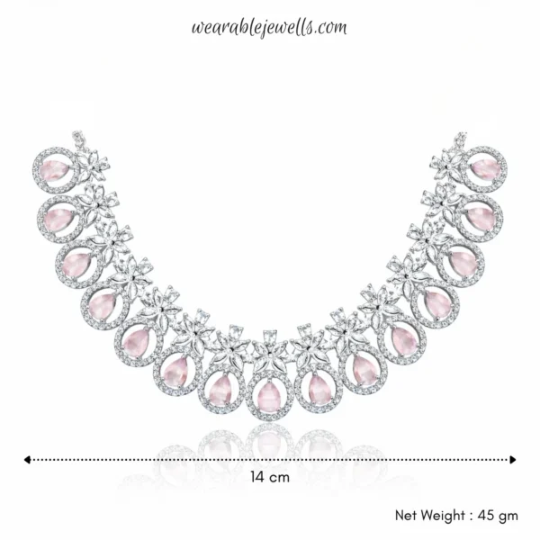 Evelyn Premium American Diamond Set - Pink