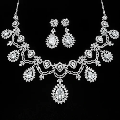 Anam 2.O American Diamond Necklace Set - White