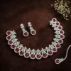 Evelyn Premium American Diamond Set - Ruby