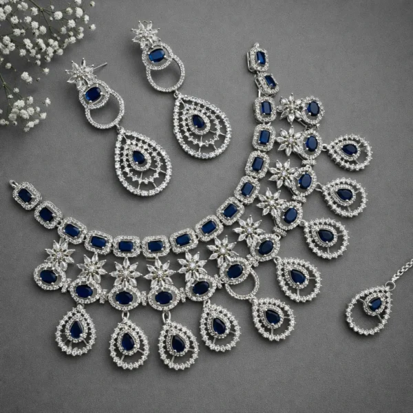 Ankita Lokhande Inspired Premium American Diamond Set  - Blue