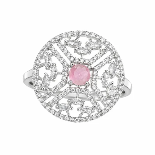 Eva Pink American Diamond Ring - Free Size