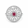 Eva Ruby American Diamond Ring - Free Size