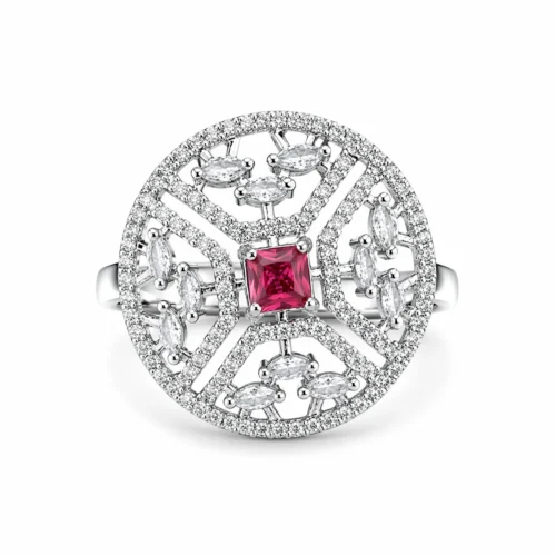 Eva Ruby American Diamond Ring - Free Size
