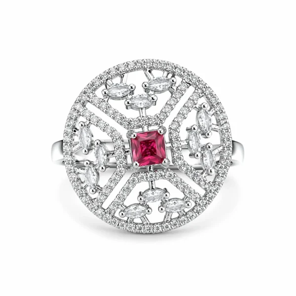 Eva Ruby American Diamond Ring - Free Size