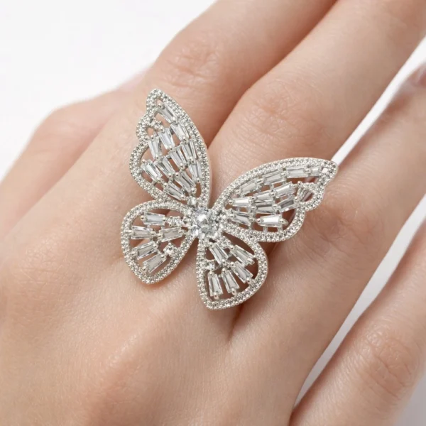 Butterfly Trending American Diamond Ring - Free Size