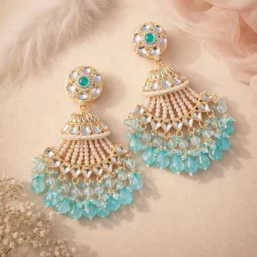 Moksh Sphere Pakistani Earring - Sky Blue