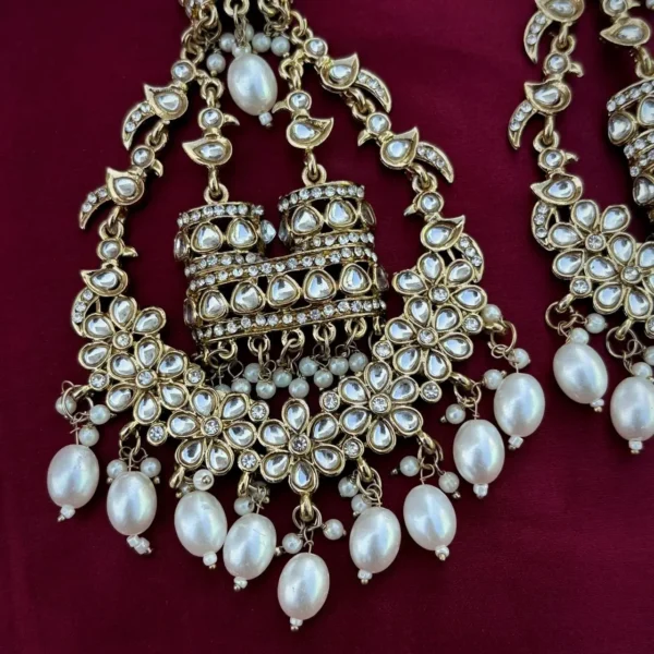 Burj Khalifa Premium Statement Chandbali - White