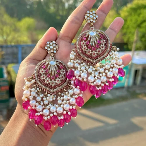 SaveVid.Net_469116319_17880413550190151_1162247278679415362_n (1) Ishq Beautiful Pakistani Earring - Hot Pink